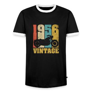 1956 Jahrgang Geburtstag Biker Motorrad Geschenk - Männer Kontrast-T-Shirt - Schwarz/Weiß - Vorne - AI Model Female 172 light (172cm) & AI Model Male 178 light (178cm)