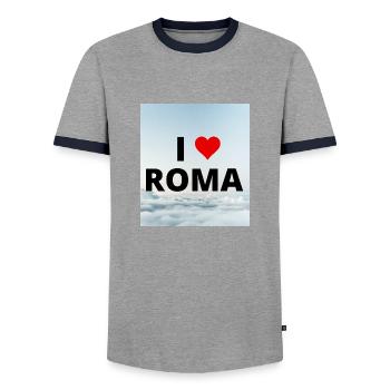 I LOVE ROMA - T-shirt contrasté Homme - gris/marine  - Devant - AI Model Female 172 light (172cm) & AI Model Male 178 light (178cm)