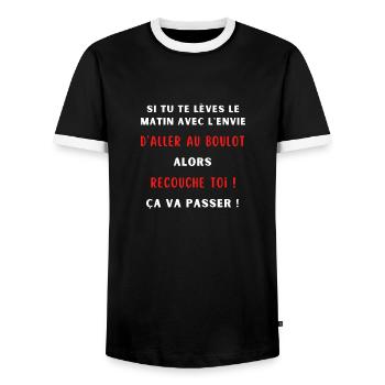 Aller au boulot Cadeau original humour drôle fun - T-shirt contrasté Homme - noir/blanc - Devant - AI Model Female 172 light (172cm) & AI Model Male 178 light (178cm)
