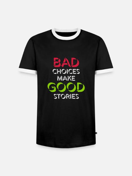 bad decisions great stories - Men's Ringer Shirt - black/white