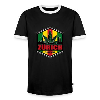 Zürich - Männer Kontrast-T-Shirt - Schwarz/Weiß - Vorne - AI Model Female 172 light (172cm) & AI Model Male 178 light (178cm)