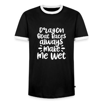 Les courses de bateaux-dragons me font mouiller - Dragon Boat Racing - T-shirt contrasté Homme - noir/blanc - Devant - AI Model Female 172 light (172cm) & AI Model Male 178 light (178cm)