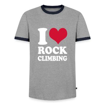 Klettern Kletterer I Love Rock Climbing - Männer Kontrast-T-Shirt - Grau/Navy  - Vorne - AI Model Female 172 light (172cm) & AI Model Male 178 light (178cm)