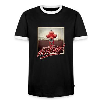 Étrangers 1 - T-shirt contrasté Homme - noir/blanc - Devant - AI Model Female 172 light (172cm) & AI Model Male 178 light (178cm)