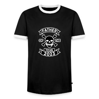 Father of the Year 2023: Skull Design - Men's Ringer Shirt - black/white - Front - AI Model Female 172 light (172cm) & AI Model Male 178 light (178cm)