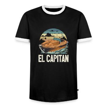 El Capitan Pontooning Motorboat Owner Lake Life - Männer Kontrast-T-Shirt - Schwarz/Weiß - Vorne - AI Model Female 172 light (172cm) & AI Model Male 178 light (178cm)