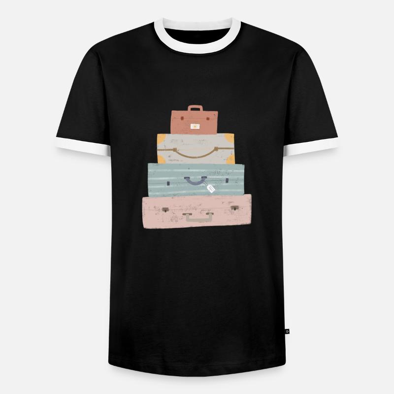 Globetrotter's suitcase - Men's Ringer Shirt - black/white