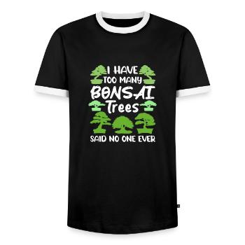 I Have Too Many Plants Said No One Ever - Bonsai - Men's Ringer Shirt - black/white - Front - AI Model Female 172 light (172cm) & AI Model Male 178 light (178cm)
