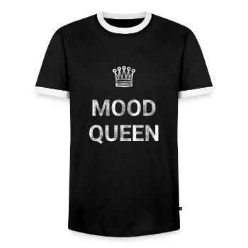 Mood Queen - Men's Ringer Shirt - black/white - Front - AI Model Female 172 light (172cm) & AI Model Male 178 light (178cm)
