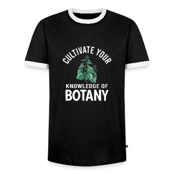 Botany Botanical Botanik Vintage Blumen Pflanzen - Männer Kontrast-T-Shirt - Schwarz/Weiß - Vorne - AI Model Female 172 light (172cm) & AI Model Male 178 light (178cm)