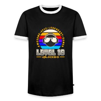 Level 16 - T-shirt contrasté Homme - noir/blanc - Devant - AI Model Female 172 light (172cm) & AI Model Male 178 light (178cm)