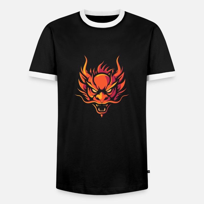 Chinesischer Drachenkopf - Männer Kontrast-T-Shirt - Schwarz/Weiß