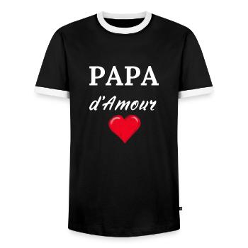 PAPA d'Amour - T-shirt contrasté Homme - noir/blanc - Devant - AI Model Female 172 light (172cm) & AI Model Male 178 light (178cm)