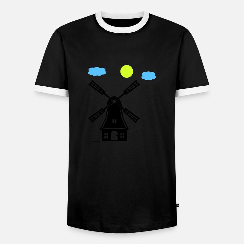 windmühle - Männer Kontrast-T-Shirt - Schwarz/Weiß