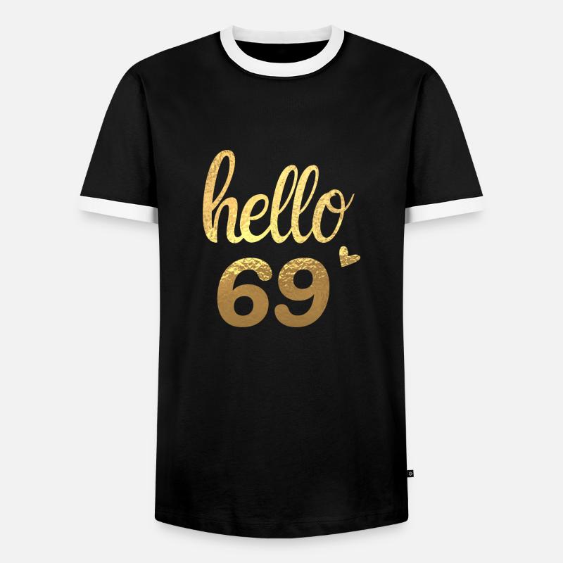 Hello 69 gold - Men's Ringer Shirt - black/white