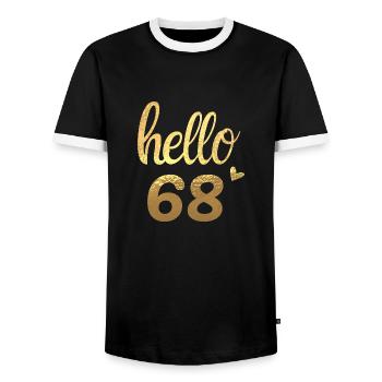 Hello 68 doré - T-shirt contrasté Homme - noir/blanc - Devant - AI Model Female 172 light (172cm) & AI Model Male 178 light (178cm)