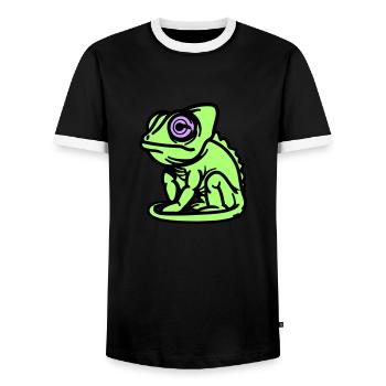 Chameleon - Men's Ringer Shirt - black/white - Front - AI Model Female 172 light (172cm) & AI Model Male 178 light (178cm)