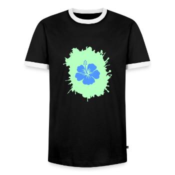 Hibiscus blobs - Men's Ringer Shirt - black/white - Front - AI Model Female 172 light (172cm) & AI Model Male 178 light (178cm)