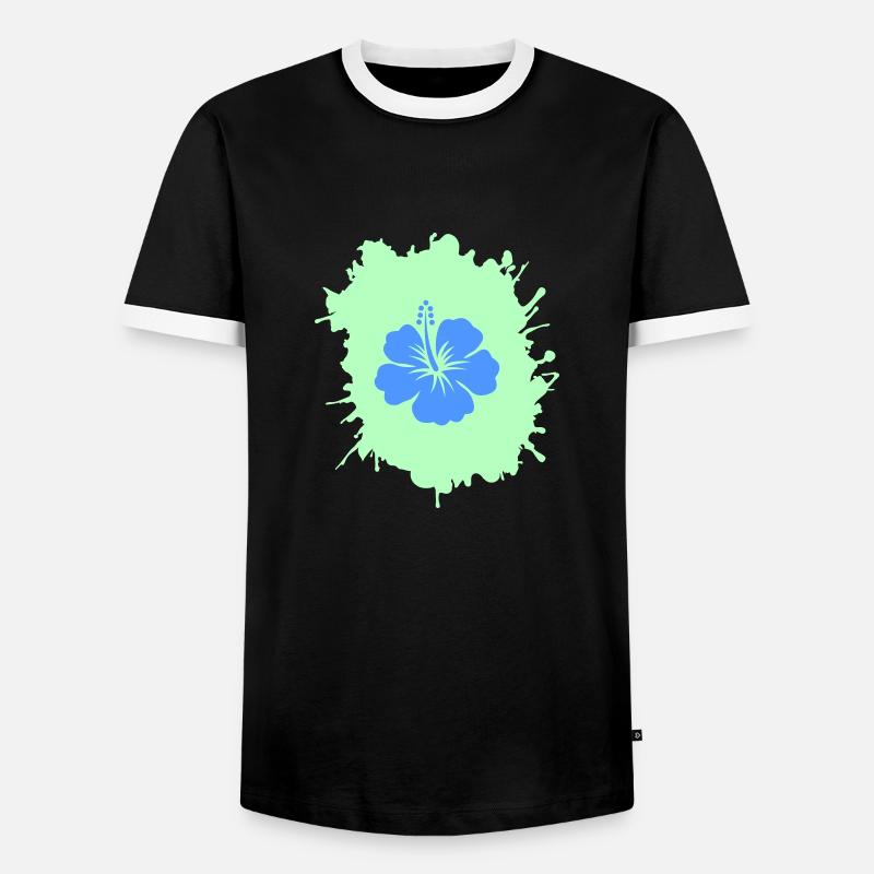 Hibiscus blobs - Men's Ringer Shirt - black/white