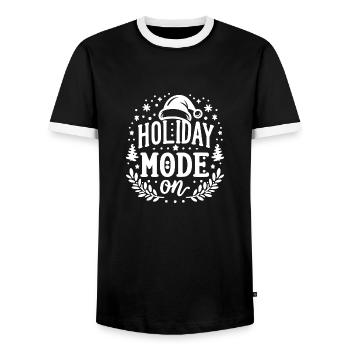 Holiday Mode On - Men's Ringer Shirt - black/white - Front - AI Model Female 172 light (172cm) & AI Model Male 178 light (178cm)