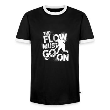 The Flow Must Go On 3 mbaFlow auf dem Eis – Hockey - Männer Kontrast-T-Shirt - Schwarz/Weiß - Vorne - AI Model Female 172 light (172cm) & AI Model Male 178 light (178cm)