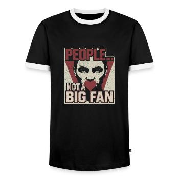Not a fan of humans - Men's Ringer Shirt - black/white - Front - AI Model Female 172 light (172cm) & AI Model Male 178 light (178cm)