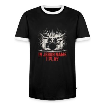 Rhythm for faith - Men's Ringer Shirt - black/white - Front - AI Model Female 172 light (172cm) & AI Model Male 178 light (178cm)