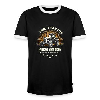 Zum Traktor Fahren Geboren Bauer Witzigen Sprüchen - Männer Kontrast-T-Shirt - Schwarz/Weiß - Vorne - AI Model Female 172 light (172cm) & AI Model Male 178 light (178cm)