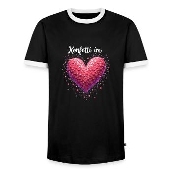 Konfetti im Herzen Fasching Karneval Kostüm - Männer Kontrast-T-Shirt - Schwarz/Weiß - Vorne - AI Model Female 172 light (172cm) & AI Model Male 178 light (178cm)