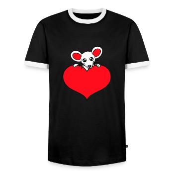 Maus Herz Liebe Symbol Lieblingstier Haustier Süß - Männer Kontrast-T-Shirt - Schwarz/Weiß - Vorne - AI Model Female 172 light (172cm) & AI Model Male 178 light (178cm)