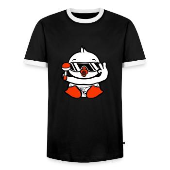oiseau bébé enfant hochet couche lunettes de soleil paix - T-shirt contrasté Homme - noir/blanc - Devant - AI Model Female 172 light (172cm) & AI Model Male 178 light (178cm)