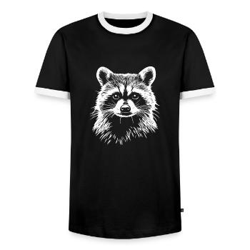 Raccoon - Men's Ringer Shirt - black/white - Front - AI Model Female 172 light (172cm) & AI Model Male 178 light (178cm)