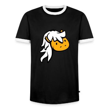 Pferd Süß Pony Fohlen Pferdemädchen Lange Haare - Männer Kontrast-T-Shirt - Schwarz/Weiß - Vorne - AI Model Female 172 light (172cm) & AI Model Male 178 light (178cm)