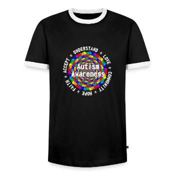Autism Awareness - Männer Kontrast-T-Shirt - Schwarz/Weiß - Vorne - AI Model Female 172 light (172cm) & AI Model Male 178 light (178cm)