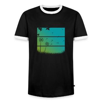 Pusteblumen - Männer Kontrast-T-Shirt - Schwarz/Weiß - Vorne - AI Model Female 172 light (172cm) & AI Model Male 178 light (178cm)
