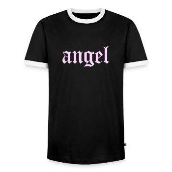 fishing rod - Men's Ringer Shirt - black/white - Front - AI Model Female 172 light (172cm) & AI Model Male 178 light (178cm)