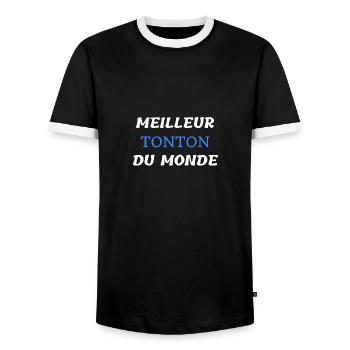 t shirt meilleur tonton du monde cadeau oncle - T-shirt contrasté Homme - noir/blanc - Devant - AI Model Female 172 light (172cm) & AI Model Male 178 light (178cm)