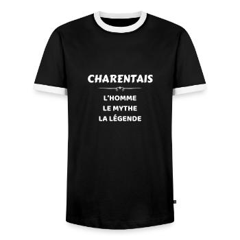 t shirt charentais homme mythe legende humour - T-shirt contrasté Homme - noir/blanc - Devant - AI Model Female 172 light (172cm) & AI Model Male 178 light (178cm)