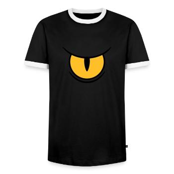Big Reptile's Eye - Männer Kontrast-T-Shirt - Schwarz/Weiß - Vorne - AI Model Female 172 light (172cm) & AI Model Male 178 light (178cm)