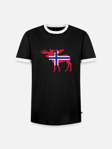 Norwegen - Elch - Männer Kontrast-T-Shirt - Schwarz/Weiß