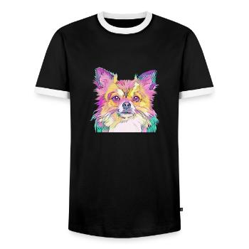 Chien coloré - T-shirt contrasté Homme - noir/blanc - Devant - AI Model Female 172 light (172cm) & AI Model Male 178 light (178cm)