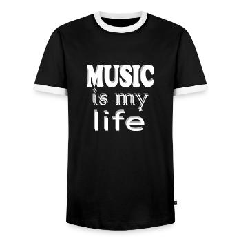 La musique, c’est ma vie - T-shirt contrasté Homme - noir/blanc - Devant - AI Model Female 172 light (172cm) & AI Model Male 178 light (178cm)