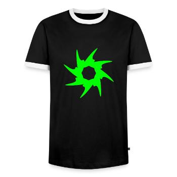 Circle with spines. Round in green - Men's Ringer Shirt - black/white - Front - AI Model Female 172 light (172cm) & AI Model Male 178 light (178cm)