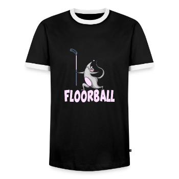floorball floorball floorball season - Men's Ringer Shirt - black/white - Front - AI Model Female 172 light (172cm) & AI Model Male 178 light (178cm)