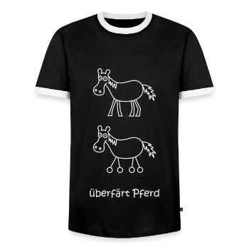 überfärt Pferd, überfahren, Pferd Pferd mit Rädern - Männer Kontrast-T-Shirt - Schwarz/Weiß - Vorne - AI Model Female 172 light (172cm) & AI Model Male 178 light (178cm)