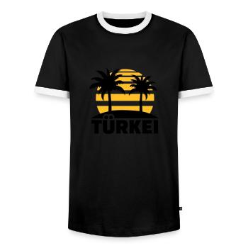 Türkei - Männer Kontrast-T-Shirt - Schwarz/Weiß - Vorne - AI Model Female 172 light (172cm) & AI Model Male 178 light (178cm)