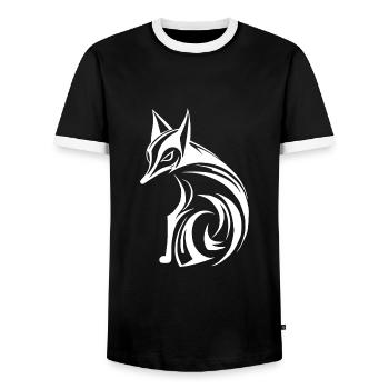 Cute Fox - Men's Ringer Shirt - black/white - Front - AI Model Female 172 light (172cm) & AI Model Male 178 light (178cm)