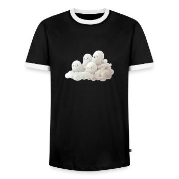 Happy Ghost Family - Men's Ringer Shirt - black/white - Front - AI Model Female 172 light (172cm) & AI Model Male 178 light (178cm)