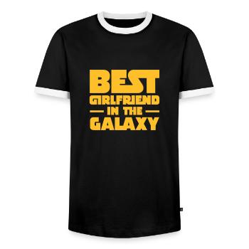 Best Girlfriend In The Galaxy - Men's Ringer Shirt - black/white - Front - AI Model Female 172 light (172cm) & AI Model Male 178 light (178cm)