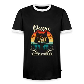 Papa Wolf - Rudel Vatertag Vater Geschenk Familie - Männer Kontrast-T-Shirt - Schwarz/Weiß - Vorne - AI Model Female 172 light (172cm) & AI Model Male 178 light (178cm)